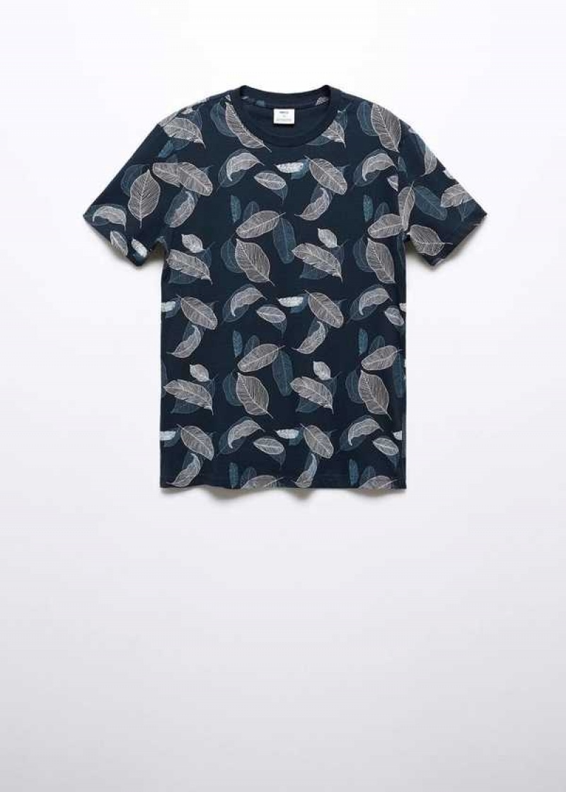 Mango Leaf-print Bavlněné T-shirt | MNG-21672