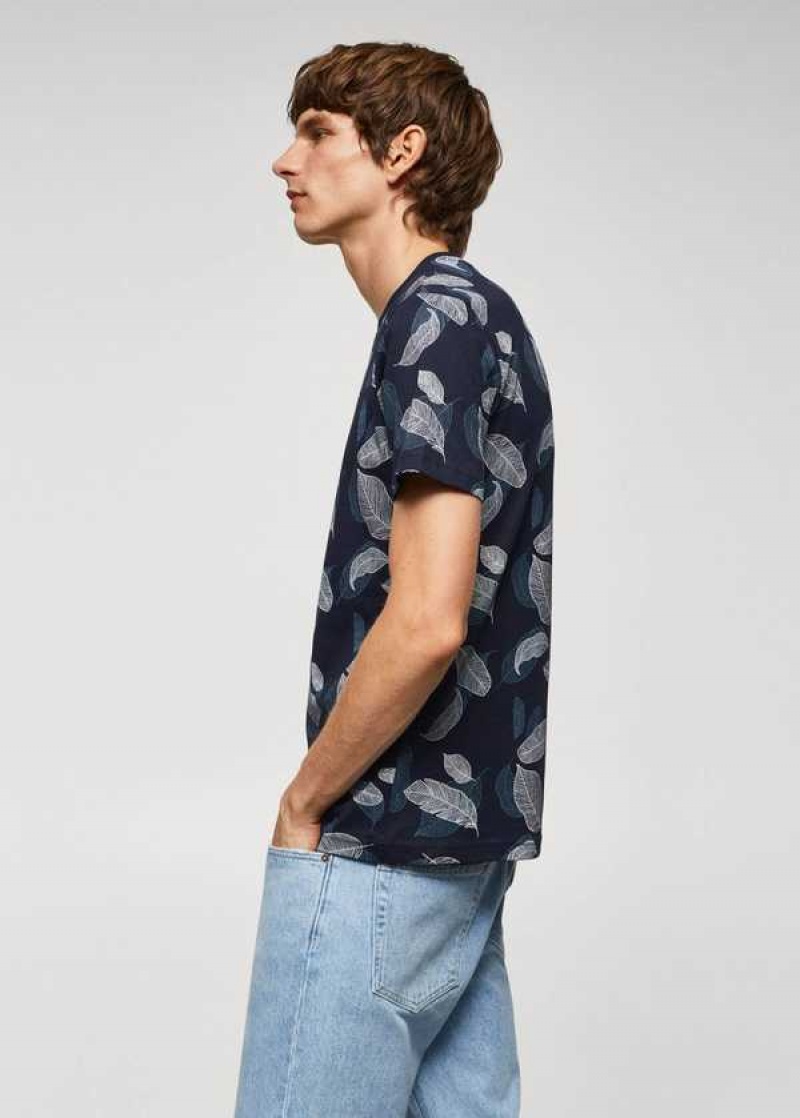 Mango Leaf-print Bavlněné T-shirt | MNG-21672