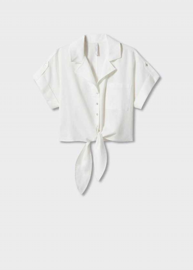 Mango Linen Shirt With Bow | MNG-25247