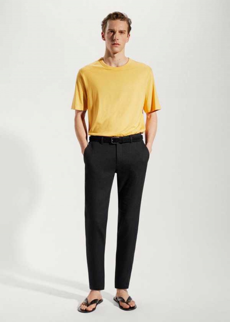 Mango Linen Slim-fit Pants With Inner Drawstring | MNG-22294