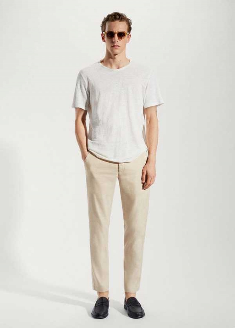 Mango Linen Slim-fit Pants With Inner Drawstring | MNG-22286