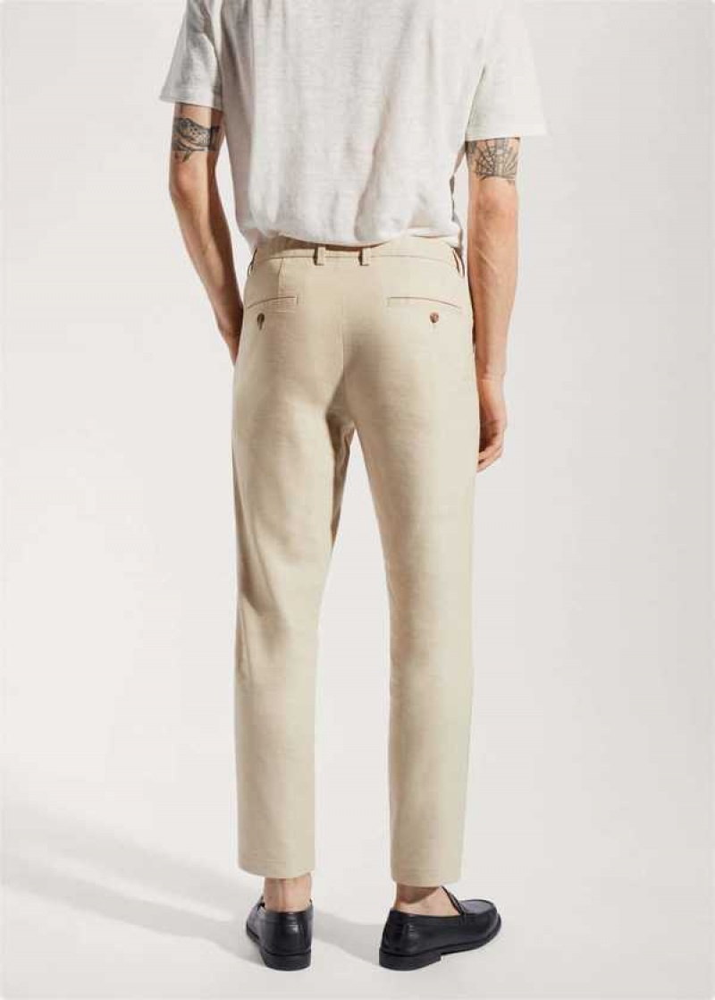 Mango Linen Slim-fit Pants With Inner Drawstring | MNG-22286