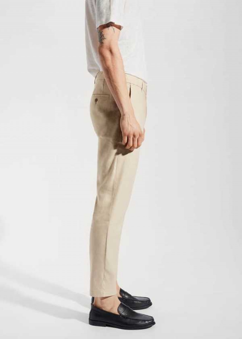 Mango Linen Slim-fit Pants With Inner Drawstring | MNG-22286