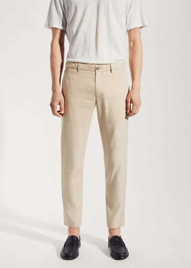 Mango Linen Slim-fit Pants With Inner Drawstring | MNG-22286