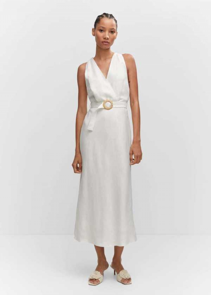 Mango Linen Strapless Šaty | MNG-25816