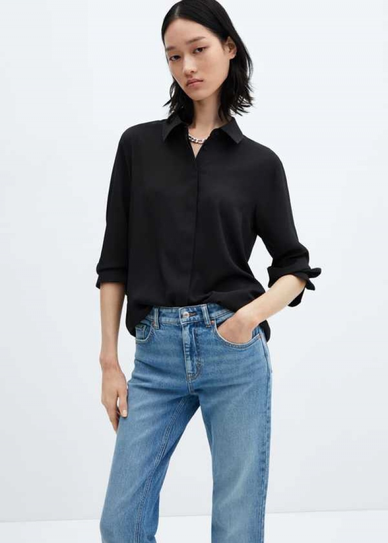 Mango Linen-blend Krátké-sleeve Shirt | MNG-25401