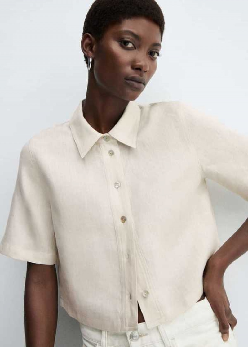 Mango Linen-blend Krátké-sleeve Shirt | MNG-25388