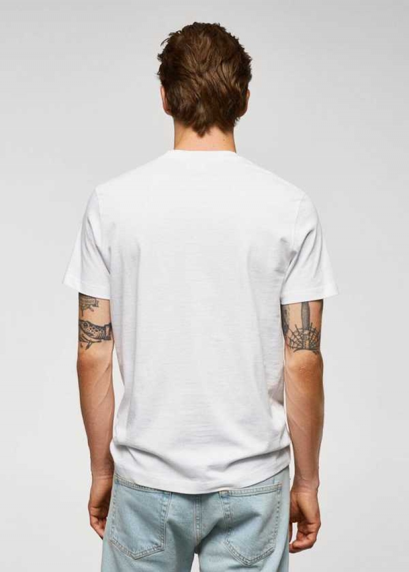 Mango Logo Print Bavlněné T-shirt | MNG-21671