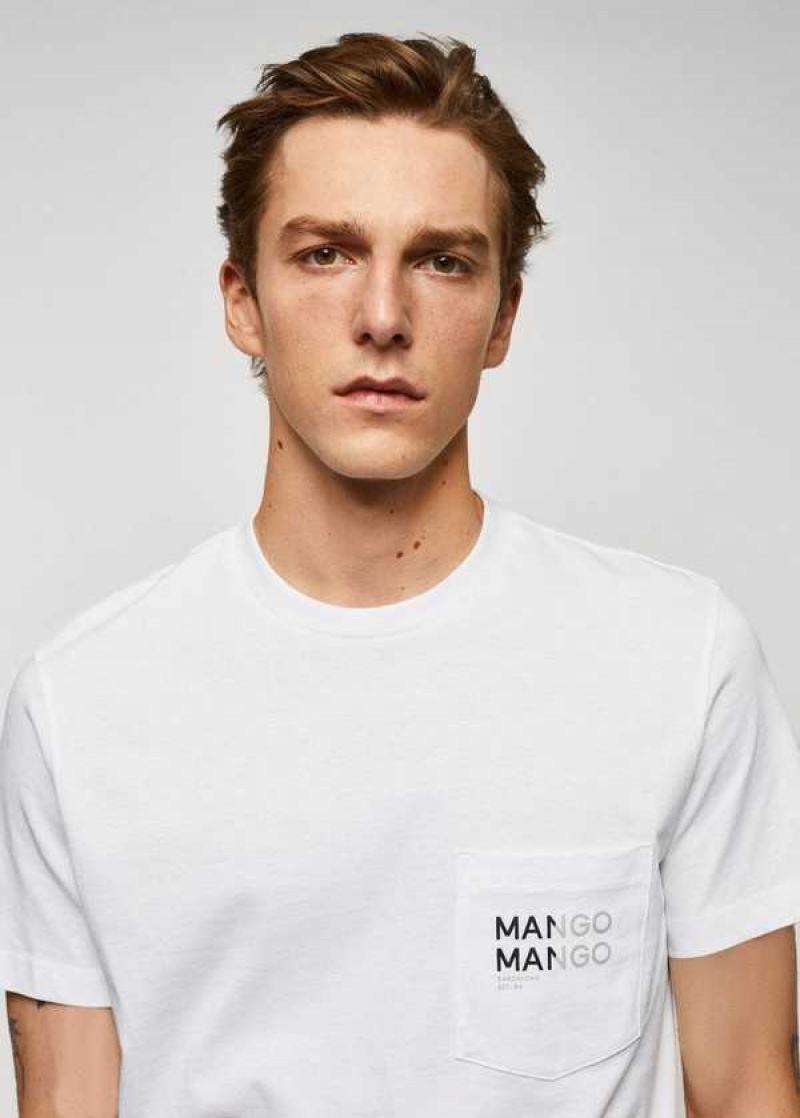 Mango Logo Print Bavlněné T-shirt | MNG-21671