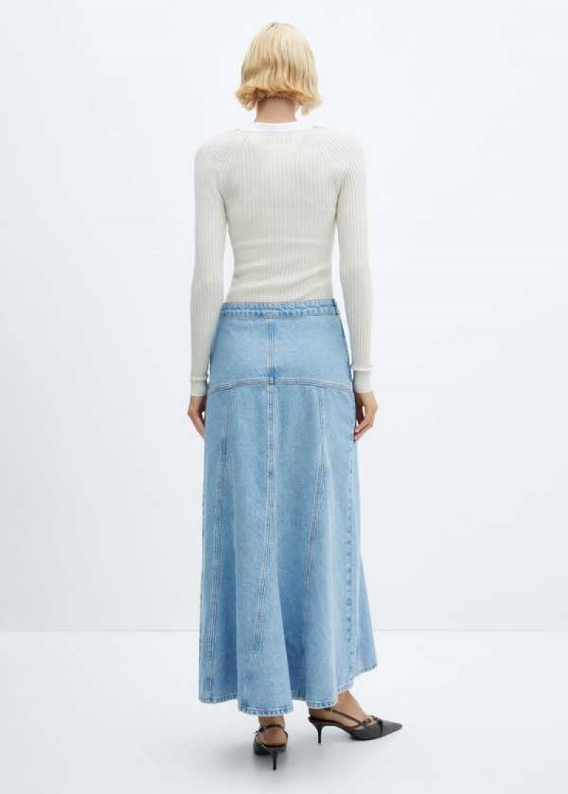 Mango Long Denim Skirt With Seams | MNG-24046