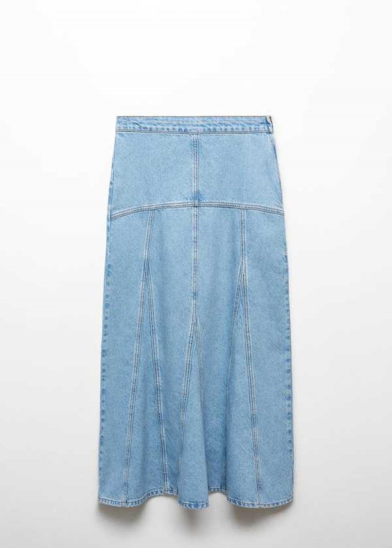 Mango Long Denim Skirt With Seams | MNG-24046