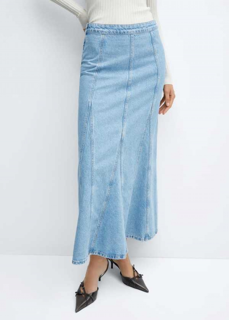 Mango Long Denim Skirt With Seams | MNG-24046