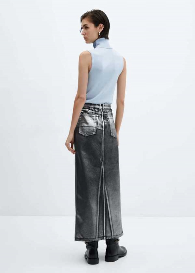 Mango Long Foil Denim Skirt | MNG-24104