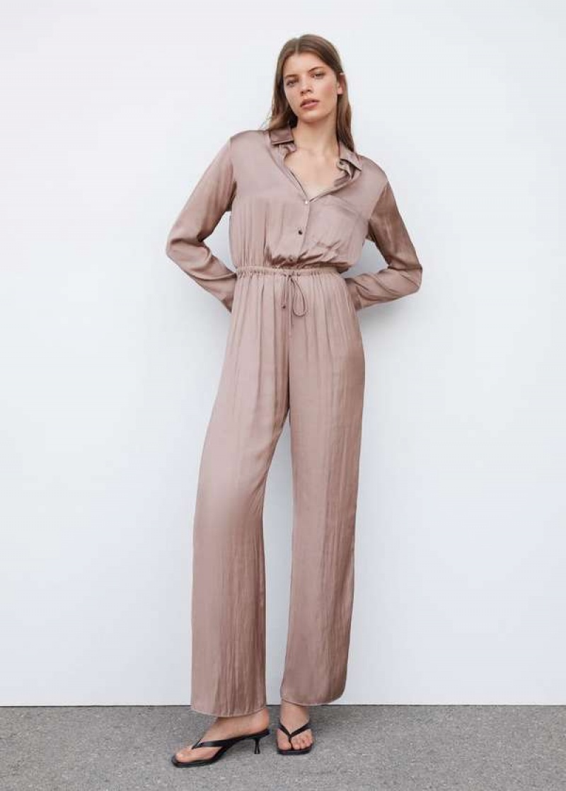 Mango Long Satin Shirt Jumpsuit | MNG-25676