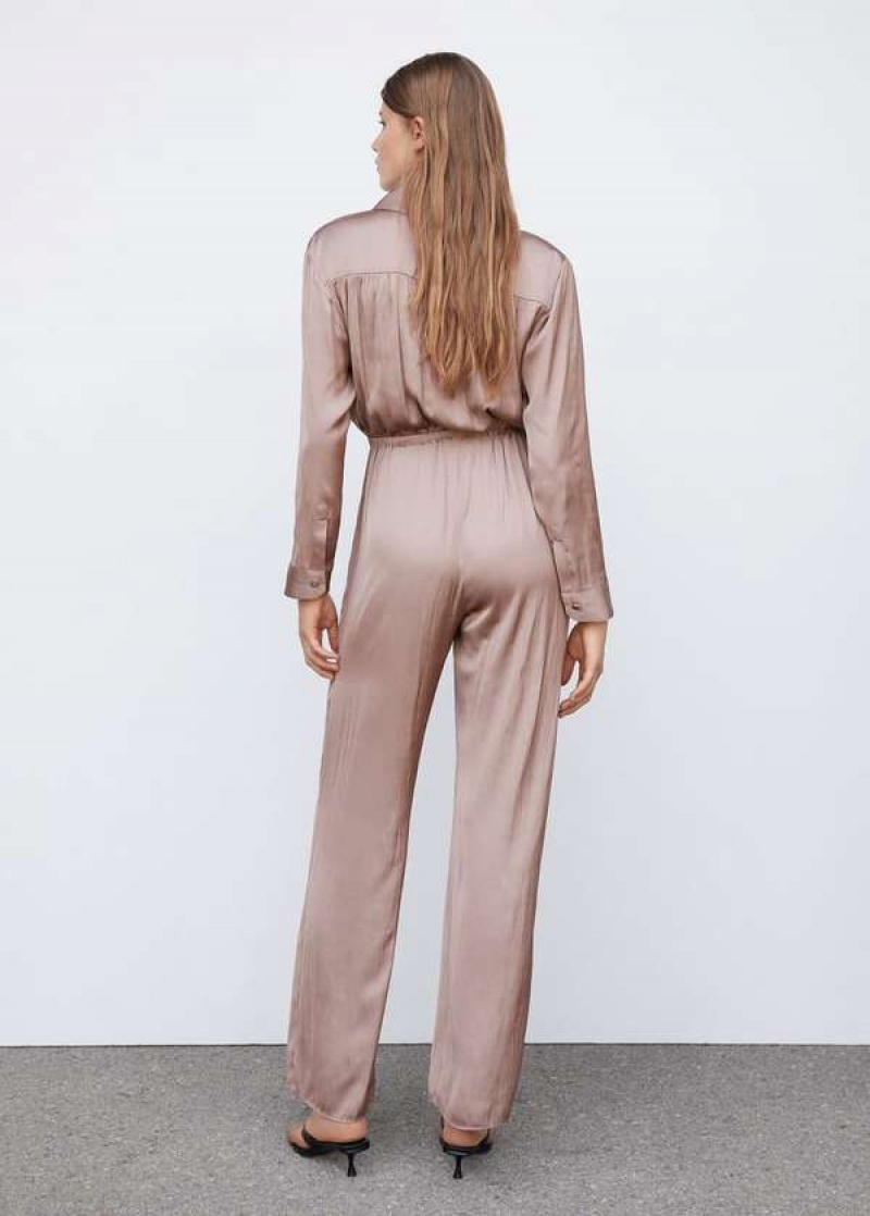 Mango Long Satin Shirt Jumpsuit | MNG-25676