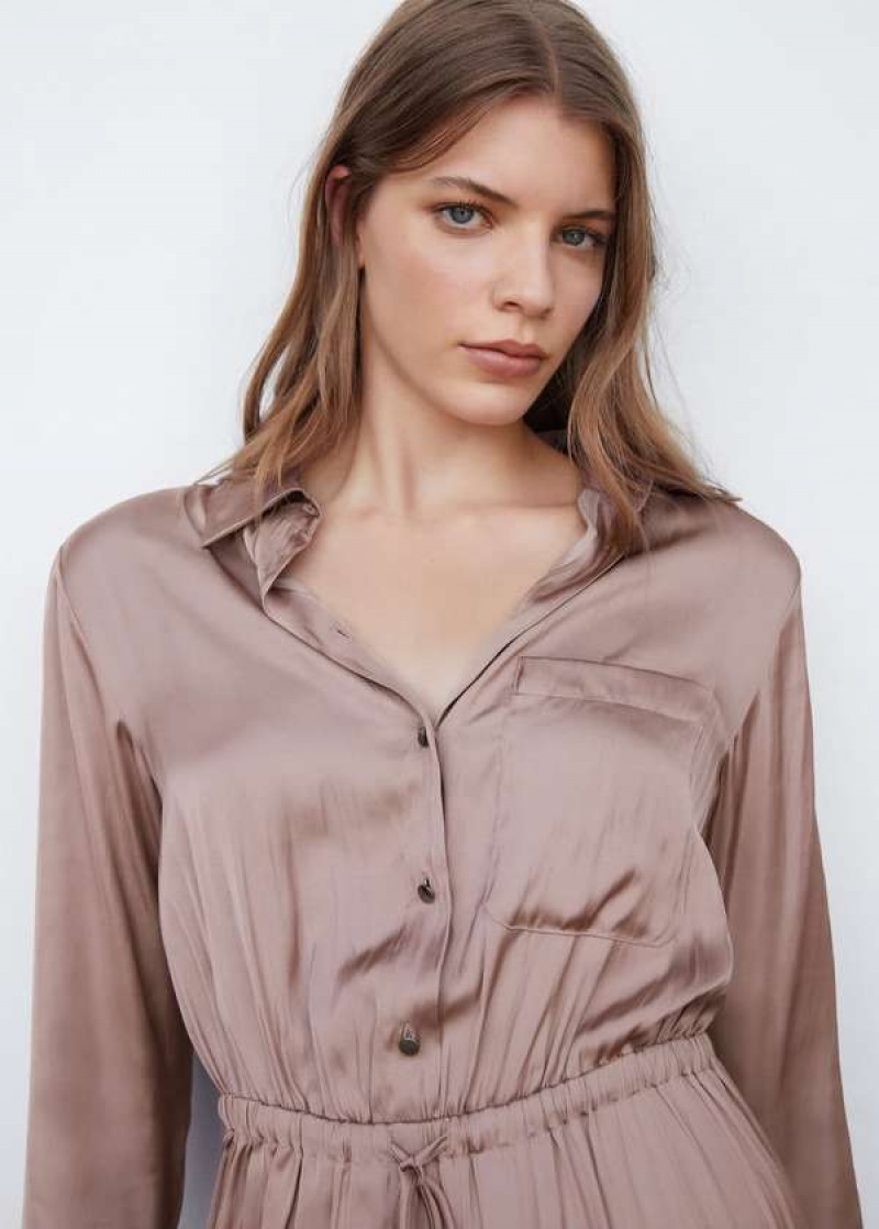 Mango Long Satin Shirt Jumpsuit | MNG-25676