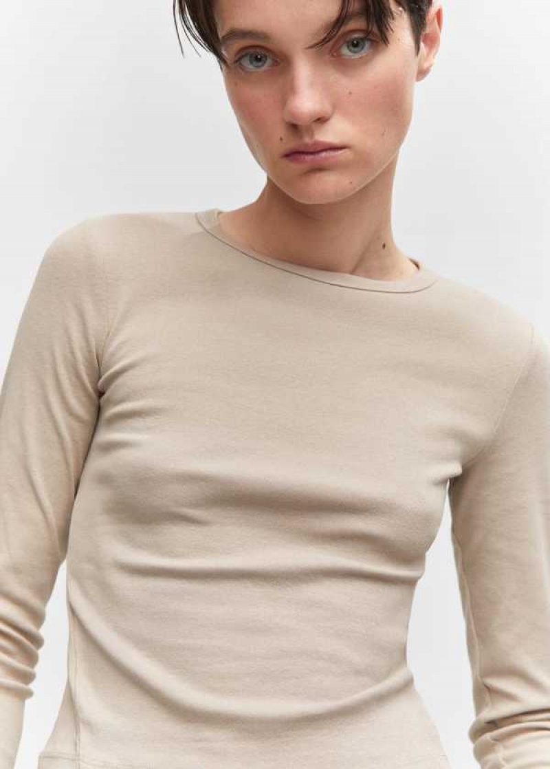 Mango Long Sleeve Bavlněné T-shirt | MNG-25002