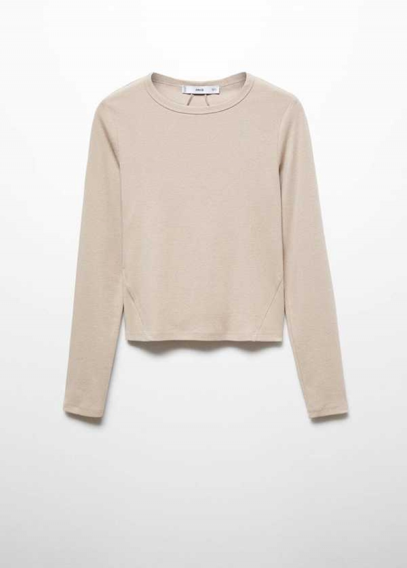 Mango Long Sleeve Bavlněné T-shirt | MNG-25002