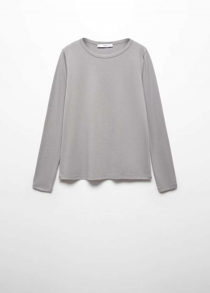 Mango Long Sleeve Bavlněné T-shirt | MNG-25134