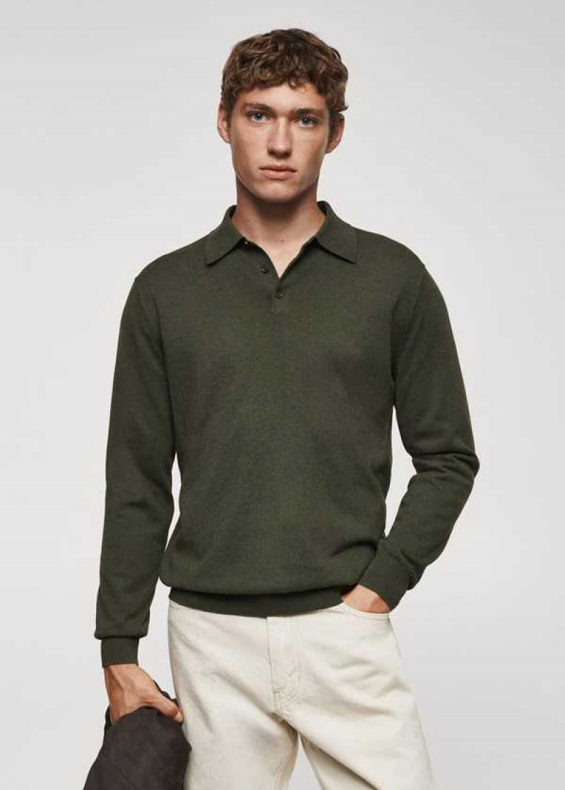 Mango Long-sleeved Bavlněné Jersey Polo Shirt | MNG-21531