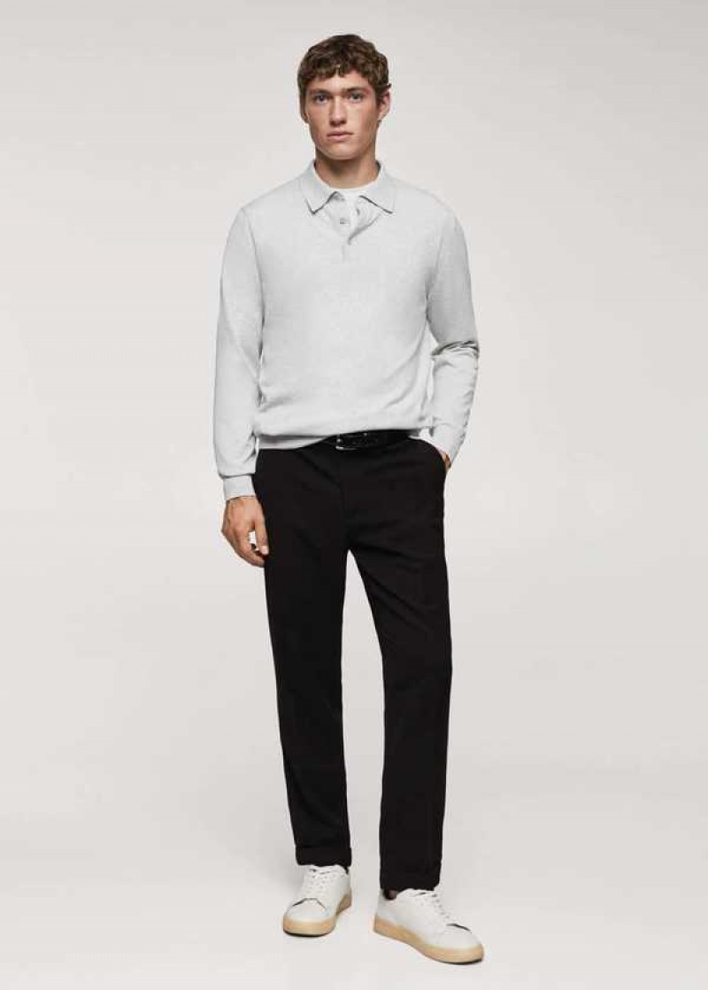 Mango Long-sleeved Bavlněné Jersey Polo Shirt | MNG-21478