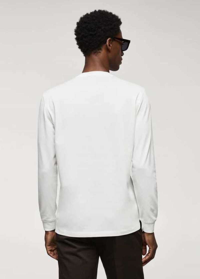 Mango Long-sleeved Pique Bavlněné T-shirt | MNG-21575