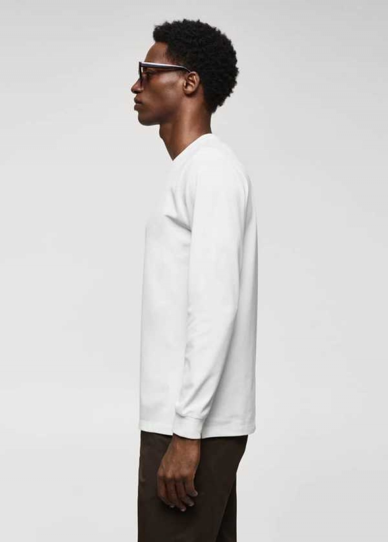 Mango Long-sleeved Pique Bavlněné T-shirt | MNG-21575