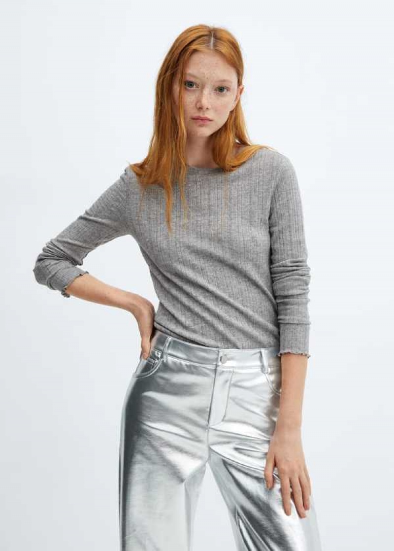 Mango Long-sleeved Pletené T-shirt | MNG-24925