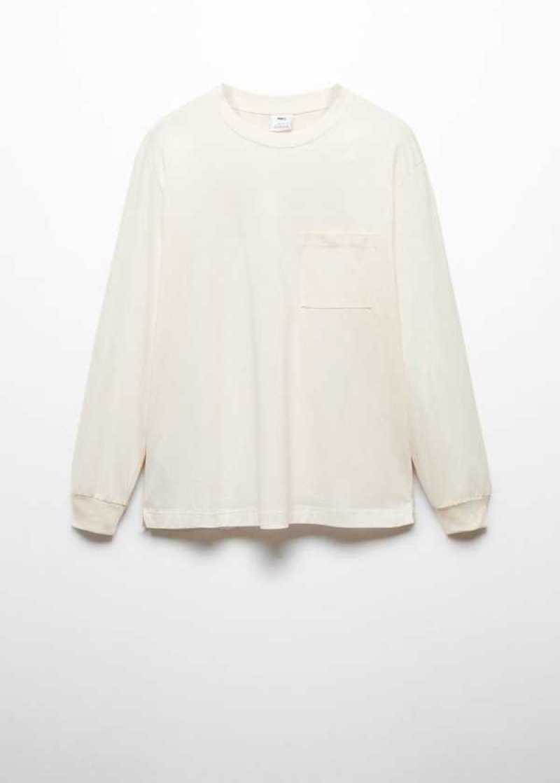 Mango Long-sleeved T-shirt With Pocket | MNG-21563