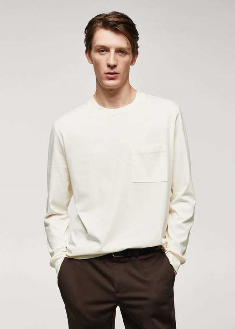 Mango Long-sleeved T-shirt With Pocket | MNG-21563