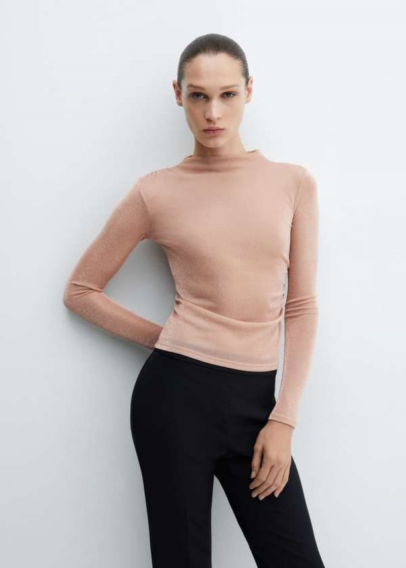 Mango Lurex T-shirt With Ruched Details | MNG-24952