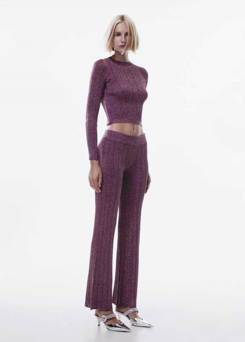 Mango Lurex-knit Flared Pants | MNG-24319