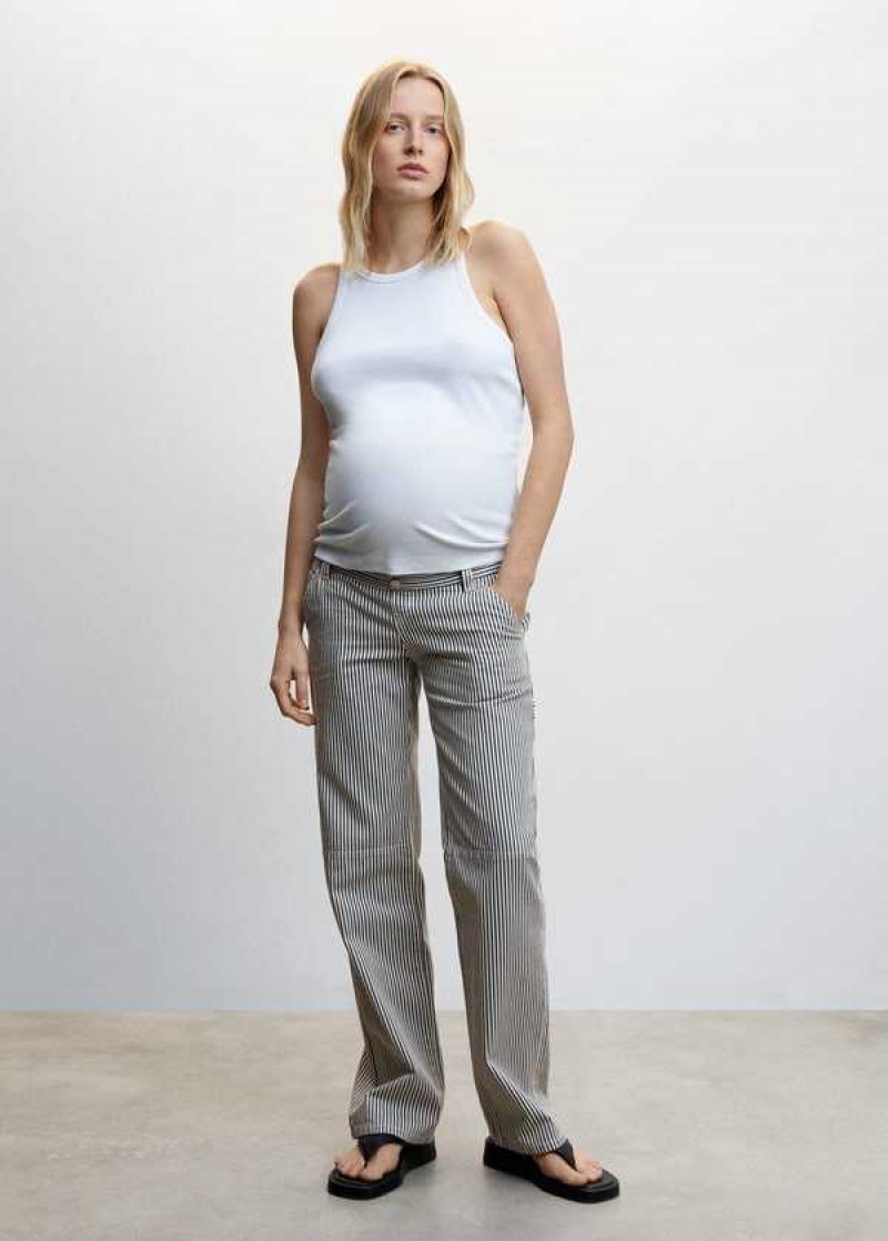 Mango Maternity Pruhovaný Cargo Jeans | MNG-23903