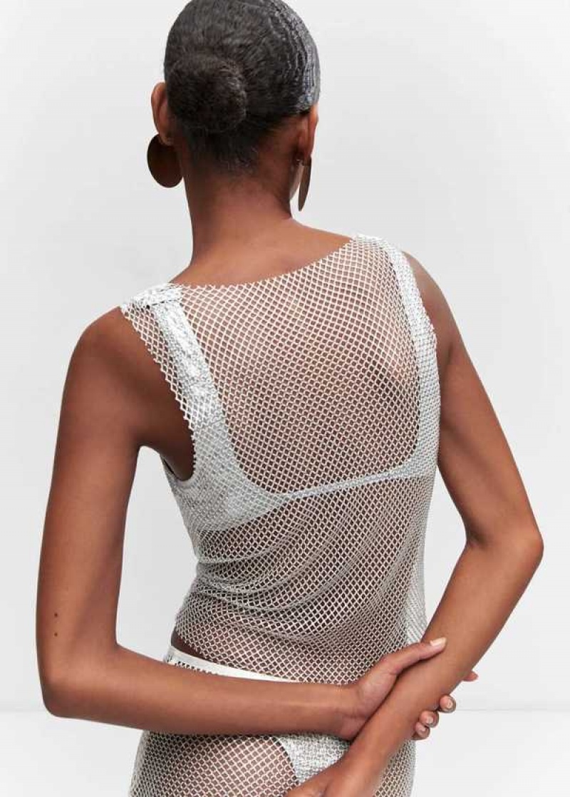 Mango Mesh Top With Crystal Detail | MNG-24872