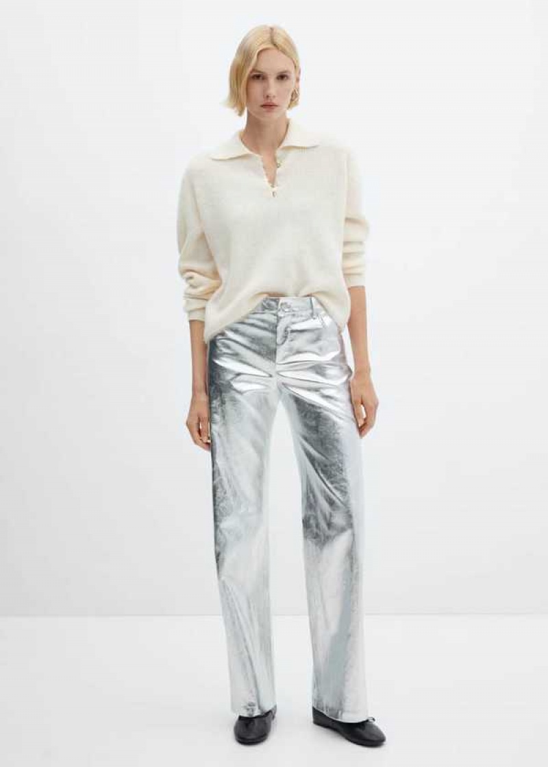 Mango Metalised Wideleg Trousers | MNG-24547