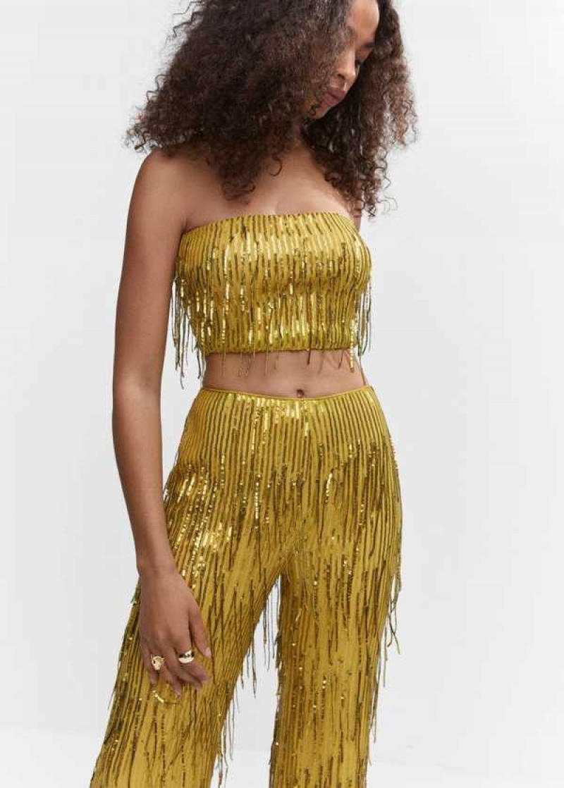 Mango Metallic Fringed Pants | MNG-24451