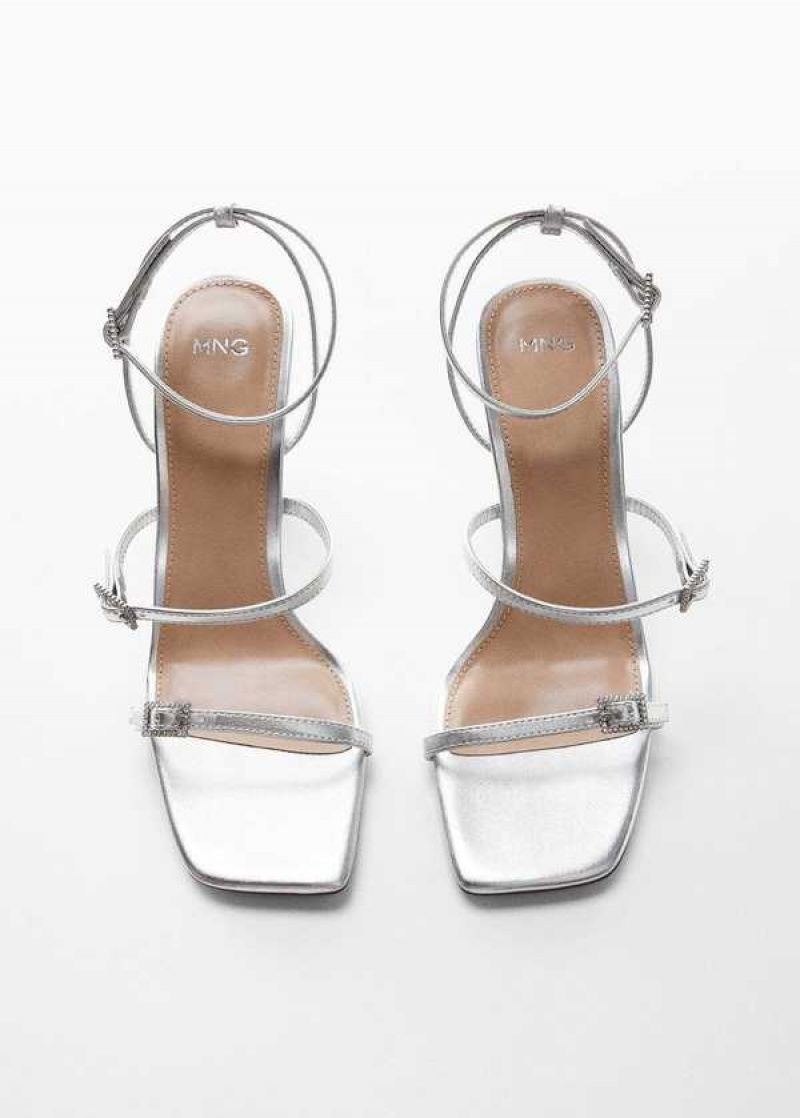 Mango Metallic Heel Sandals | MNG-23425