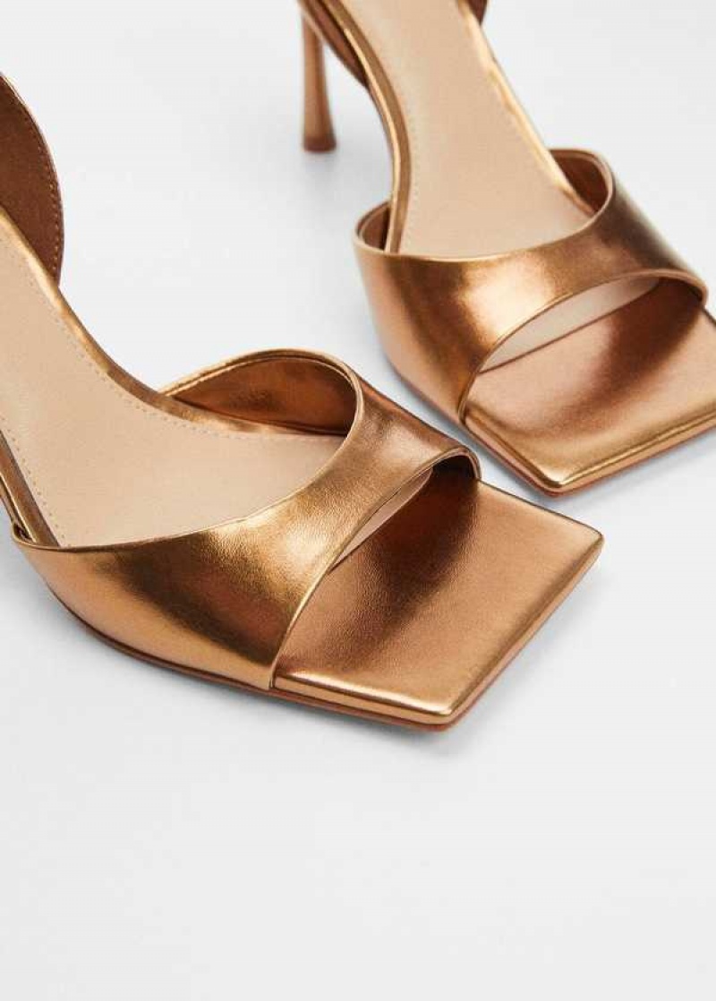 Mango Metallic Heel Sandals | MNG-23614