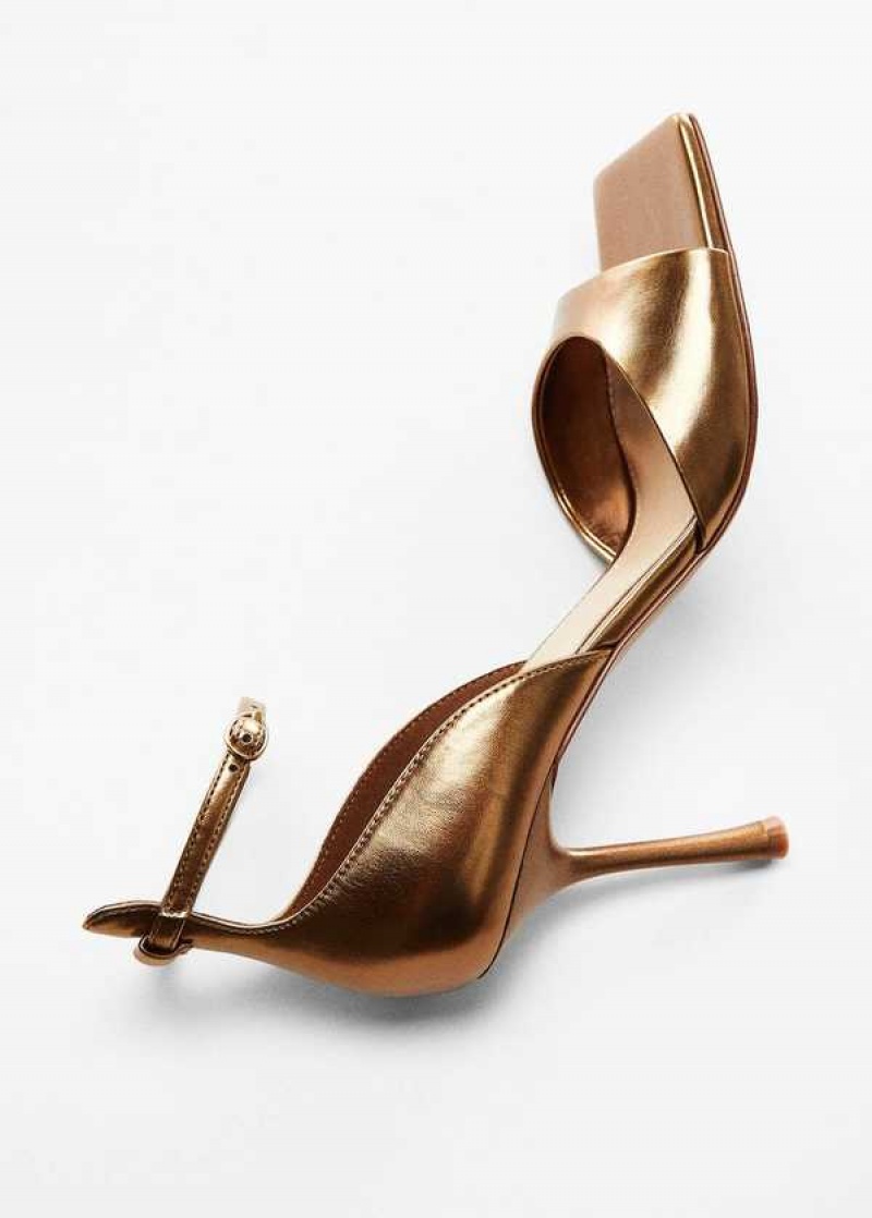 Mango Metallic Heel Sandals | MNG-23614