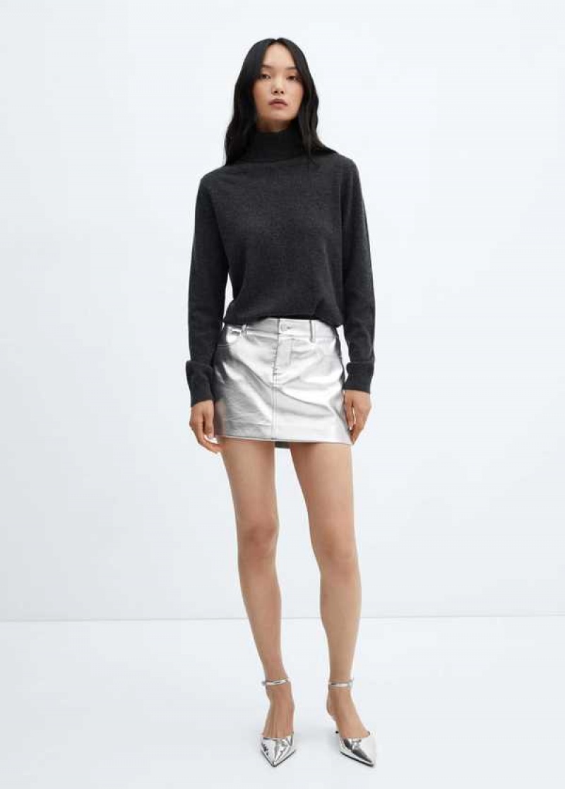 Mango Metallic Læder-effect Mini-skirt | MNG-24011