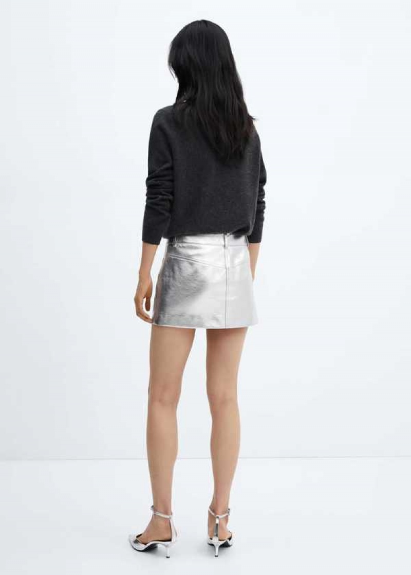 Mango Metallic Læder-effect Mini-skirt | MNG-24011