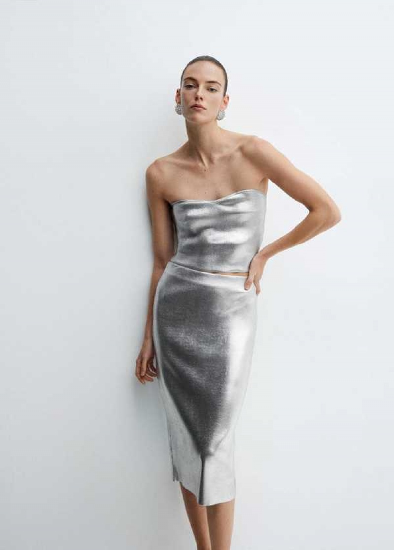 Mango Metallic Midi Skirt | MNG-24222