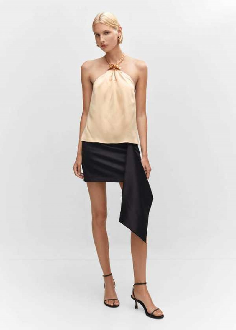 Mango Metallic Top With Flower Detail | MNG-24692