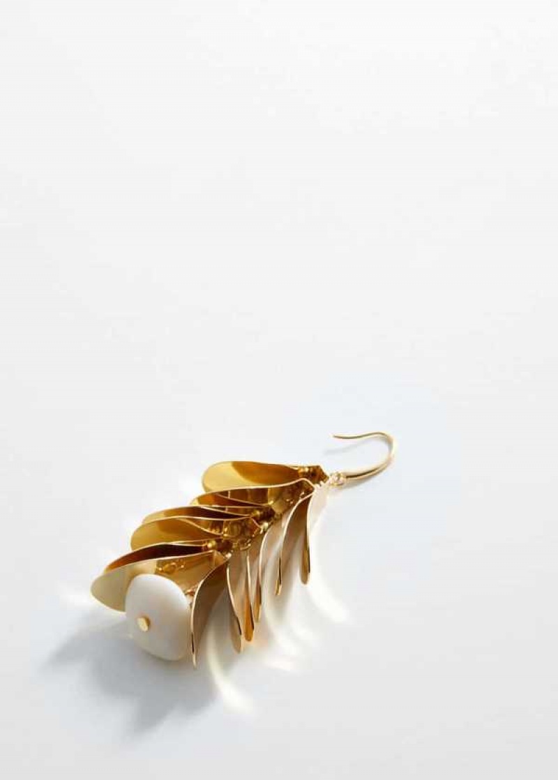 Mango Metallic-leaves Earrings | MNG-22816