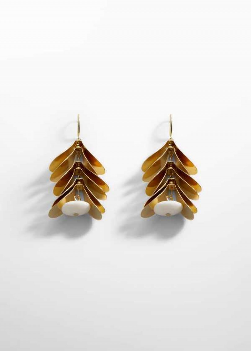 Mango Metallic-leaves Earrings | MNG-22816