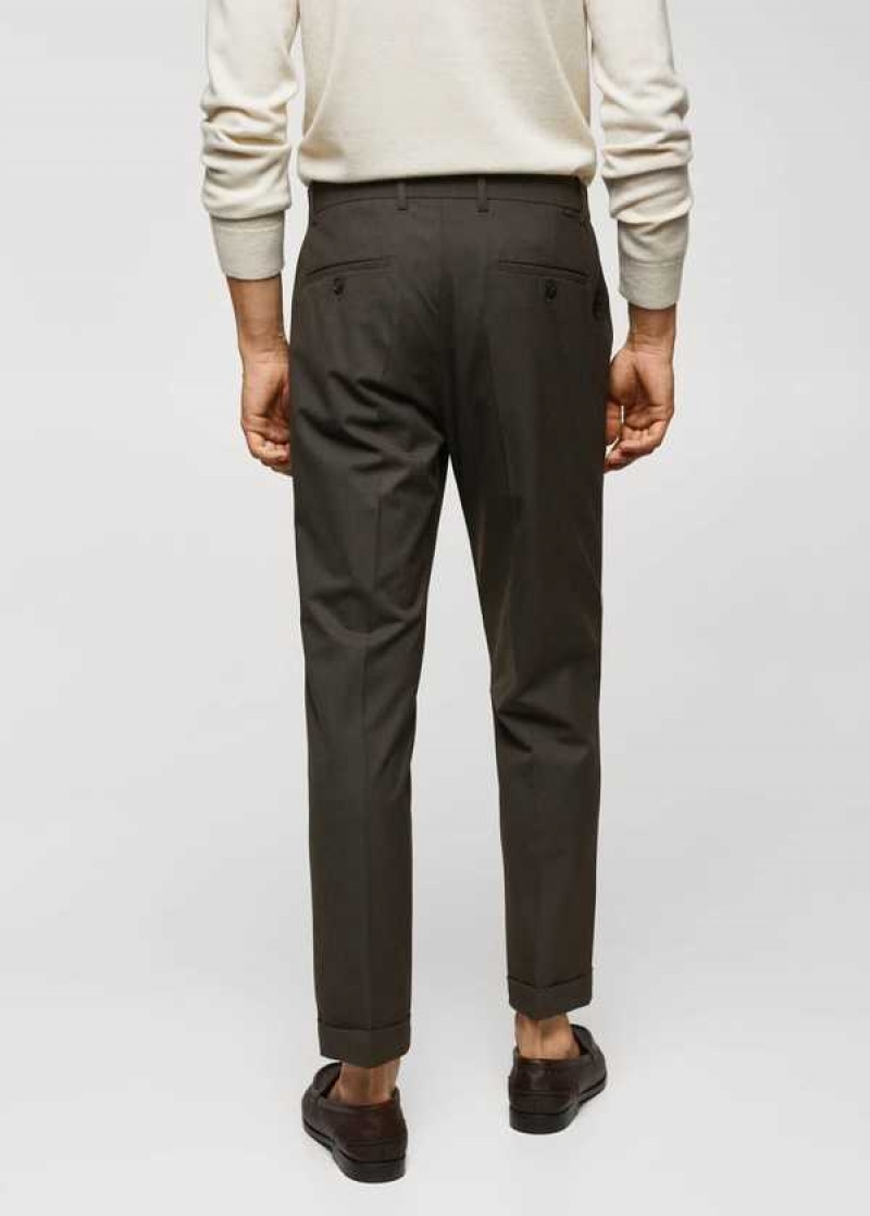 Mango Micro-houndstooth Vlna-blend Slim-fit Pants | MNG-22317