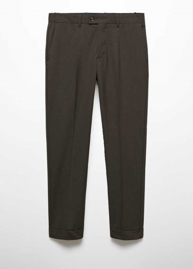 Mango Micro-houndstooth Vlna-blend Slim-fit Pants | MNG-22317