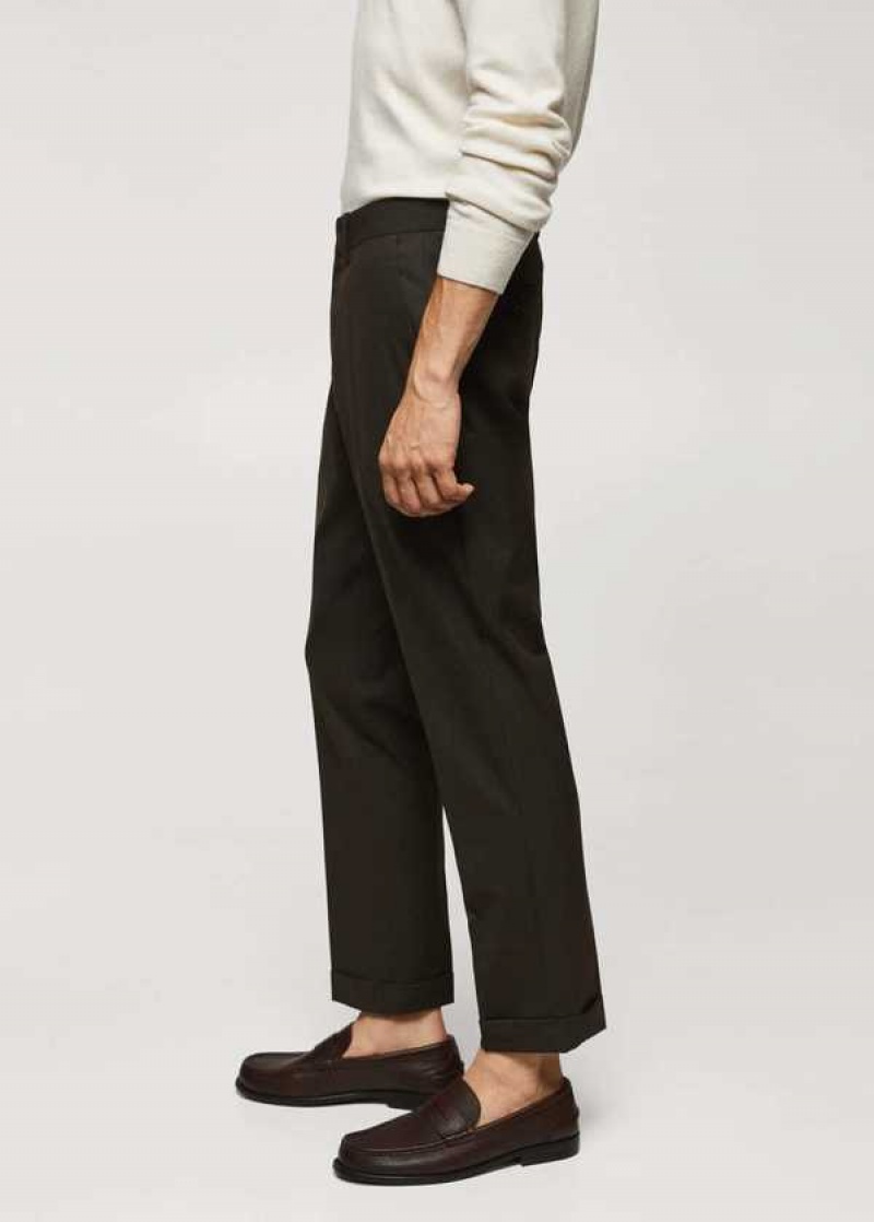 Mango Micro-houndstooth Vlna-blend Slim-fit Pants | MNG-22317