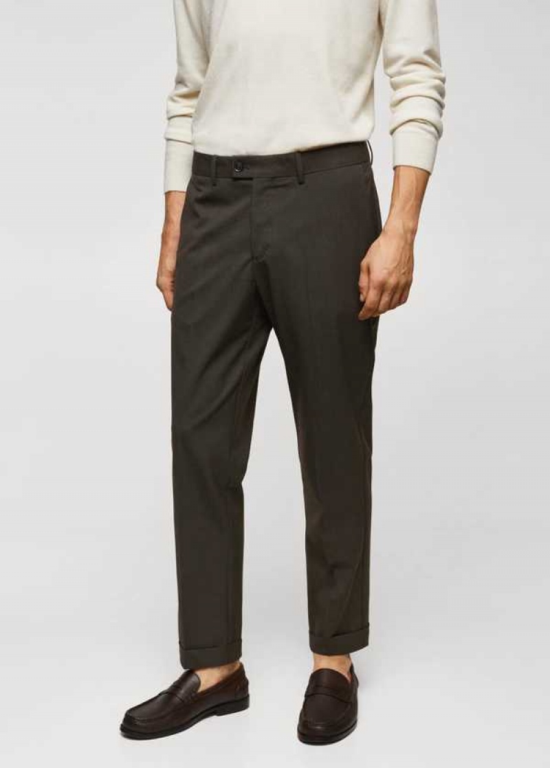 Mango Micro-houndstooth Vlna-blend Slim-fit Pants | MNG-22317