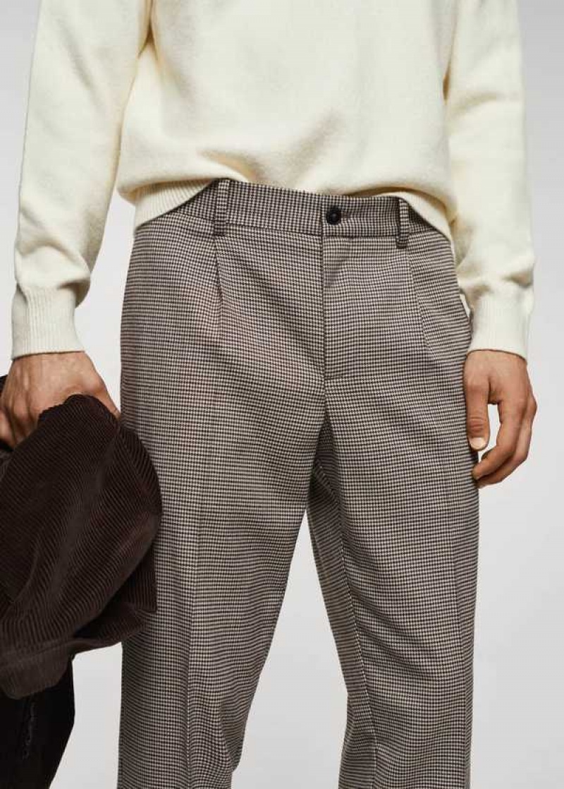 Mango Micro-houndstooth Vlna-blend Slim-fit Pants | MNG-22312